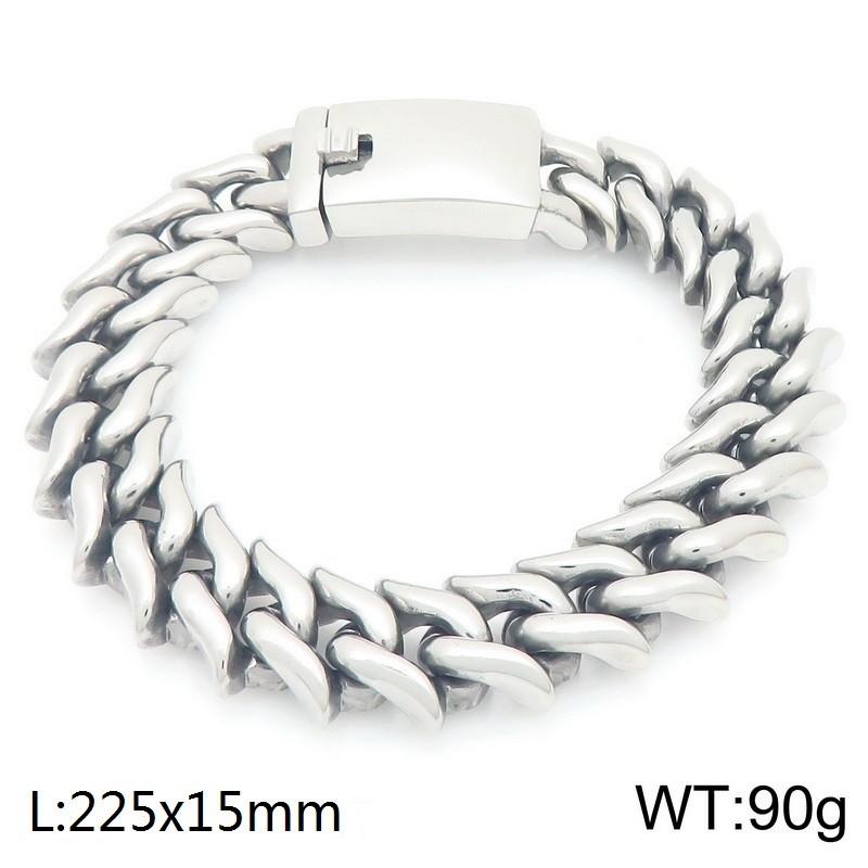 Polished 15mm Cuban Link Bracelet for Man Luxury Waterproof Gold Color Stainless Steel Men's Chain Bracelets Fashion Men Jewelry