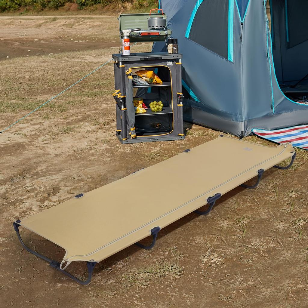 TIMBER RIDGE Camping Bed Folding Patented No Assembly Required Setup In Seconds Load Capacity 102kg Made of Aluminum Steel Camping Cot No Squeak