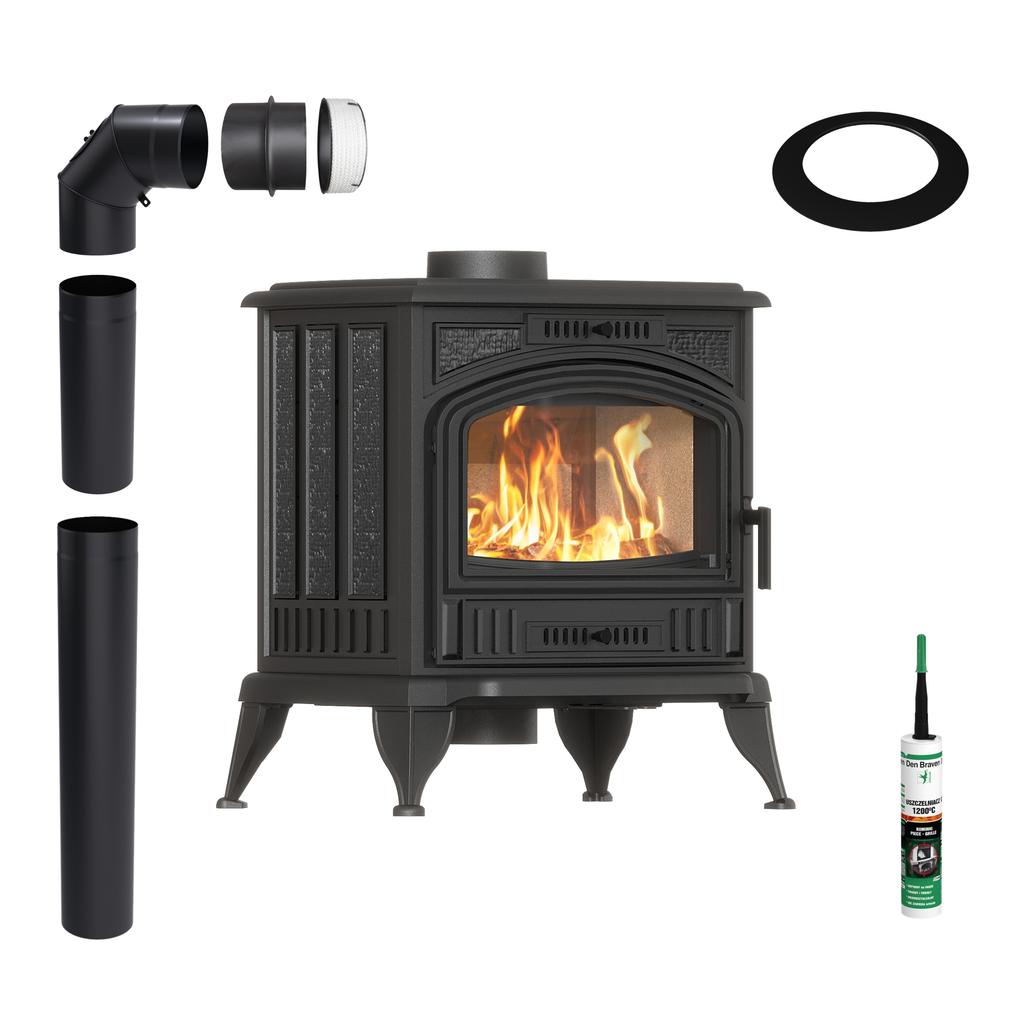 Cast Iron Wood Burning Stove KRATKI K6 ECO Ø 150 6,5 kW