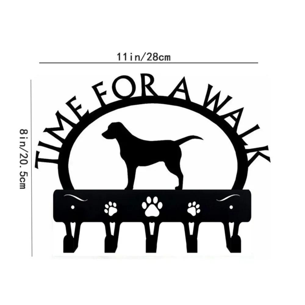1pc Labrador 'Time for a Walk' Key Rack Dog Leash Hanger - Hallway Key Holder with Bathroom Towel Hooks Wall Coat Rack