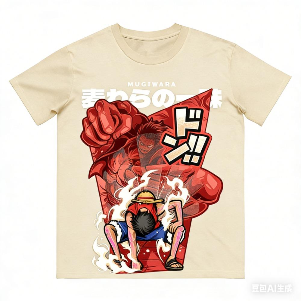 Anime One Piece Luffy Printed Pure Cotton T-shirt for Men Spring/Summer New Collection Fashion Short Sleeved Shirt