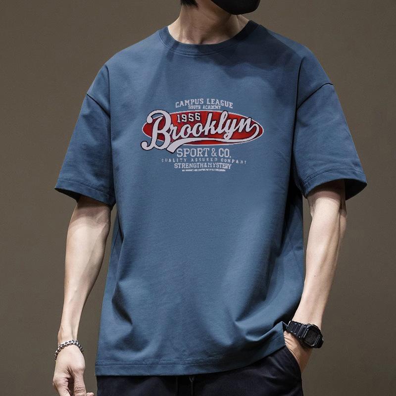 Simple T-shirt Men's print Summer Trendy Printed Cotton Short Sleeved Loose Trendy Breathable T-shirts
