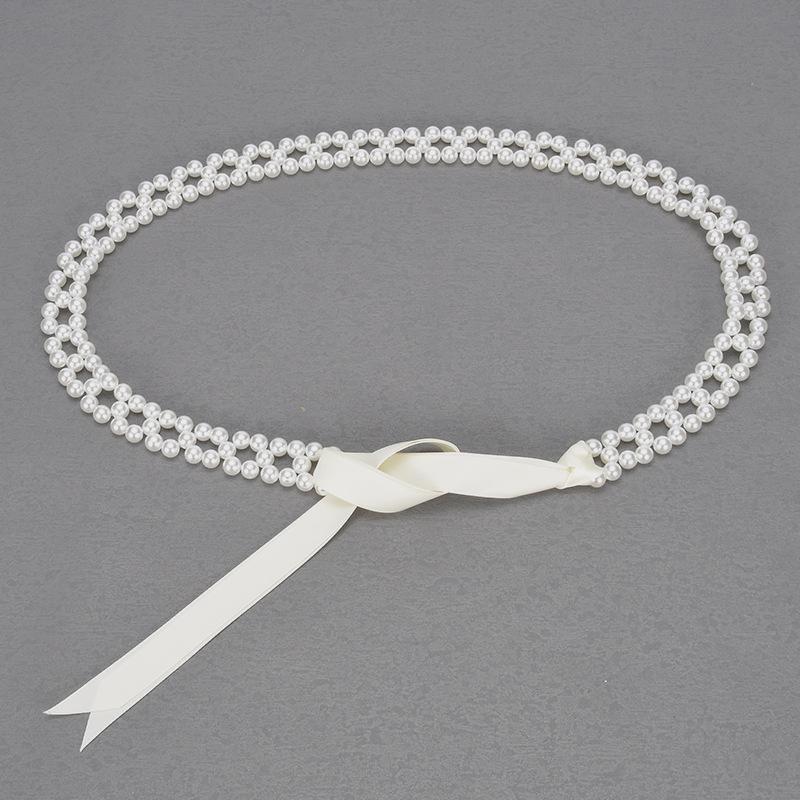Pearl Waist Chain Women'S Dress Shirt Women'S Ribbon Fringed Trim Belt
