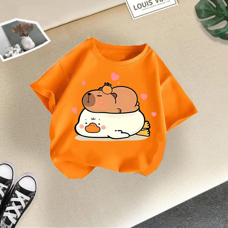 Children's Casual Short-sleeved T-shirt - Summer Boys' And Girls' Loose Capri Ballo T-shirt