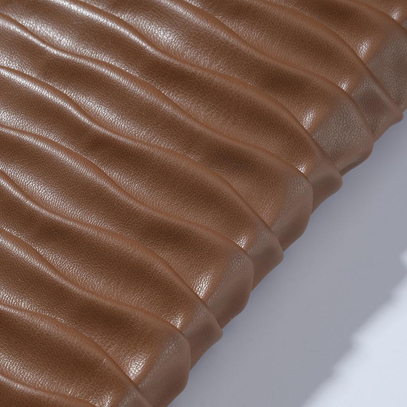 Wireless Quilted 3D Embossed Pleated PU Breathable Waterproof Stretch Fabric for Apparel, Bags, and Shoes