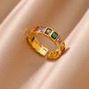 Colorful Cubic Zircon Ring for Women Stainless Steel Gold Color Open Ring Vintage Boho Wedding Party Zircon Gift Accessories