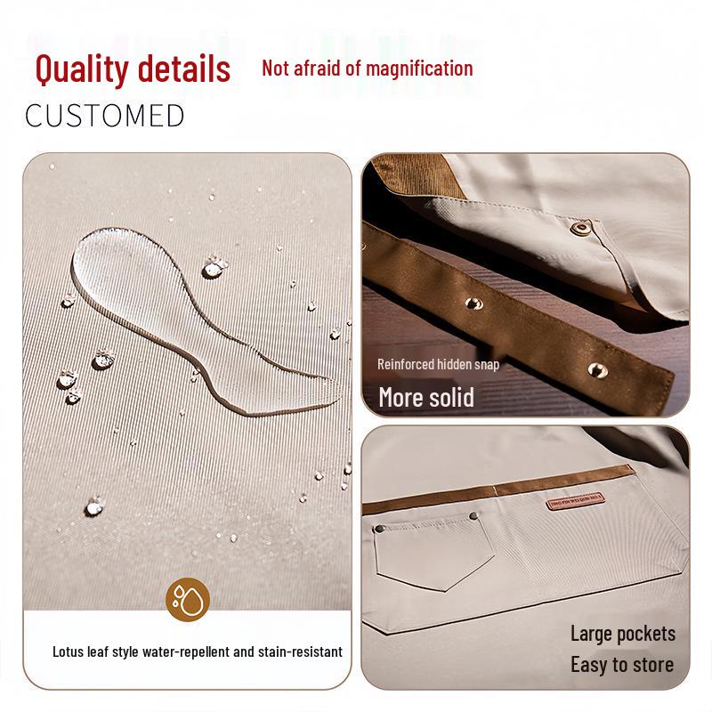 Custom Logo Waterproof and Oil-Proof Apron for Catering, Milk Tea, Coffee Shops, Baking, and Cooking