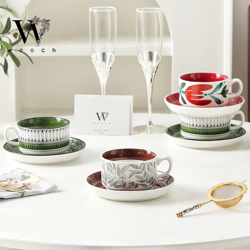 WOOCH Elegantes Keramik-Tassen- und Untertassen-Geschenkset