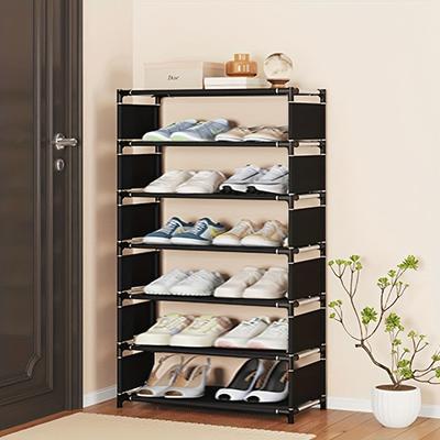 [Black Shoe Rack] Stackable Black Shoe Rack | Multi-layer Freestanding Shoe Storage Shelf, Suitable for Entryway Closet Bedroom Hallway Balcony