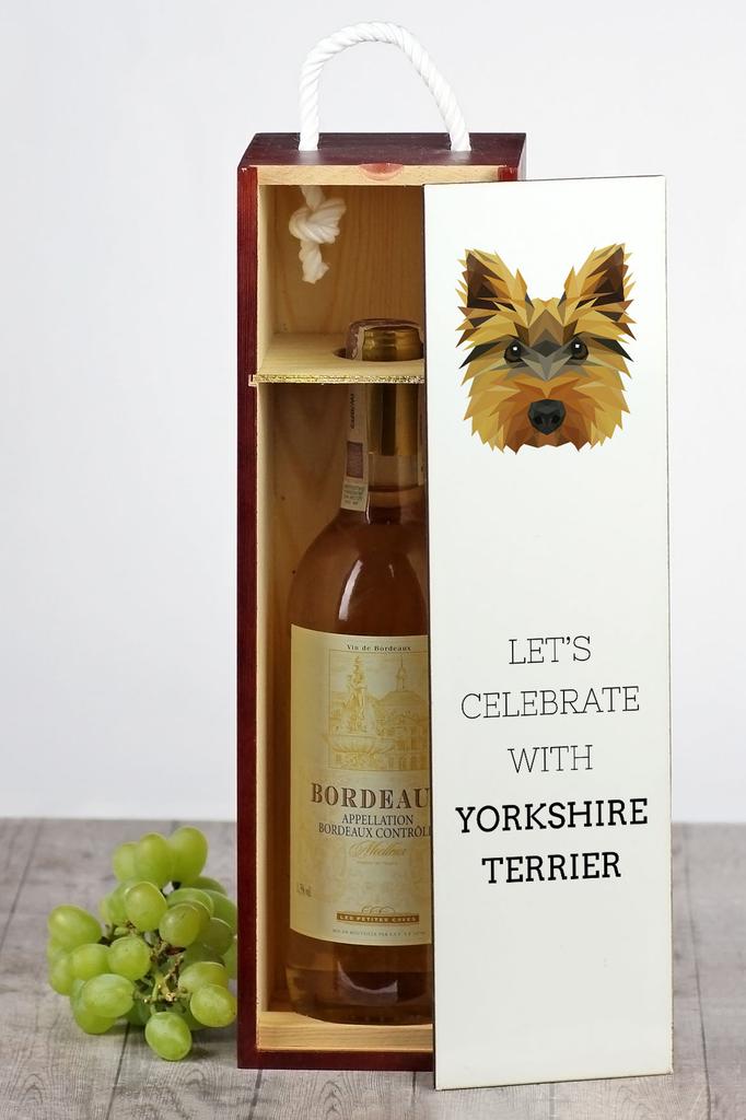 Yorkshire Terrier, York, Jork, Yorkie - Geometryczne Pudełko Ze Zdjęciem I Napisem Na Wino Marki Art-Dog