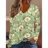 Spring Autumn Fashion Comfortable Soft V-neck Long Sleeve T-shirt Creative Butterfly Flower Loose Casual Women Versatile 3D Printed T-shirt