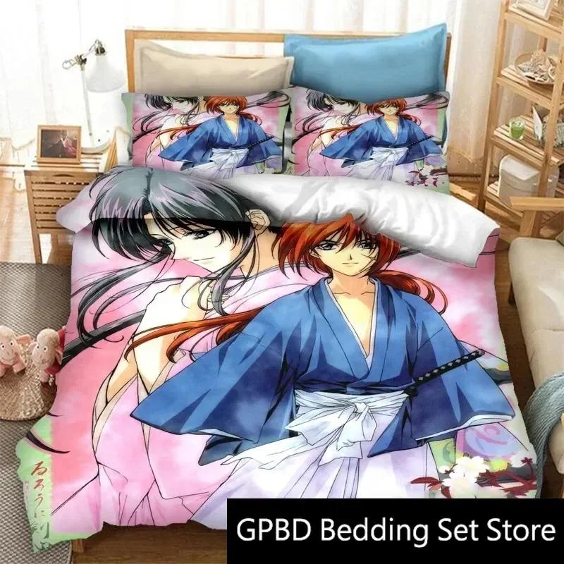 3D Print Anime Rurouni Kenshin Bedding Set Double Twin King Duvet Cover Comforter Pillowcase Boys Girls Adults Bedroom