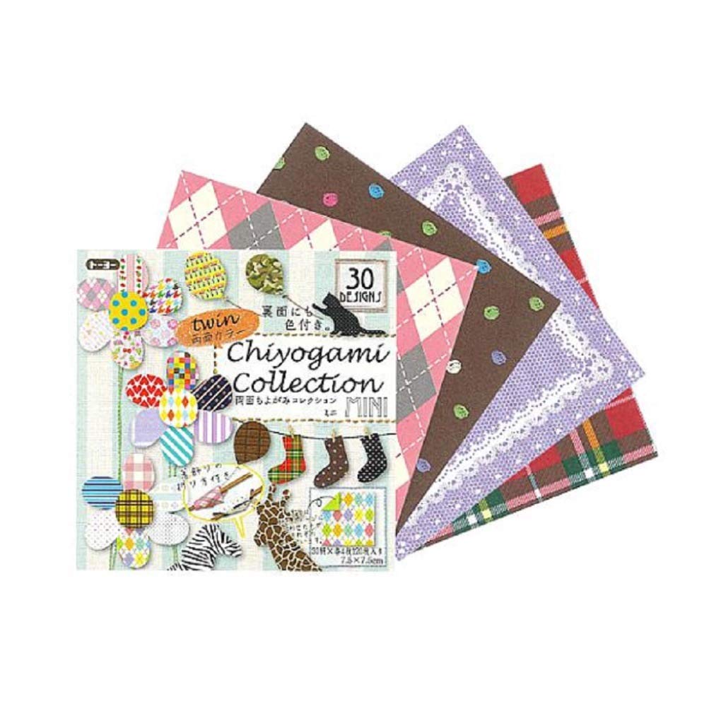 Toyo Origami Chiyogami 30 120 018511 Collection, Double-Sided, 7.5cm Square, Designs, Sheets,