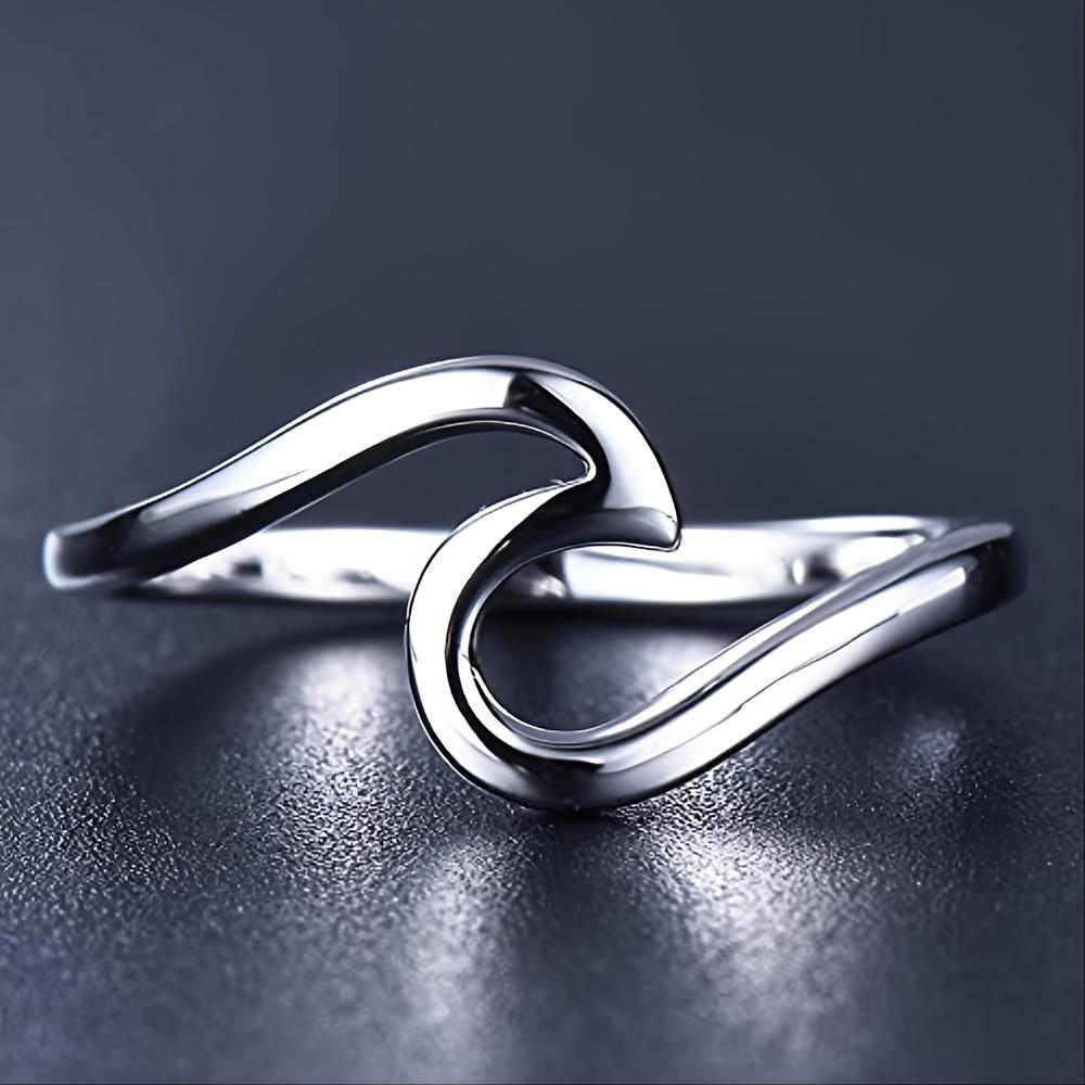 Simple S925 Sterling Silver Wavy Rings for Women Wedding Engagement Fine Jewelry Gift