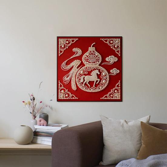 DIY Sada pro malování perlami pro dospělé Začátečníky Designy koní 3D perlové umění Řemeslná sada Předtištěné plátno Sada plastových per pro dekoraci na Nový rok Nápad na dárek