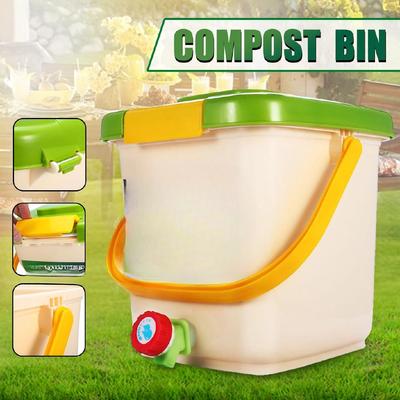Contenedor de Compost de 12L, contenedor de Compost aireado, cubo de basura orgánico casero de PP, cubo para cocina, jardín, contenedor de residuos de alimentos