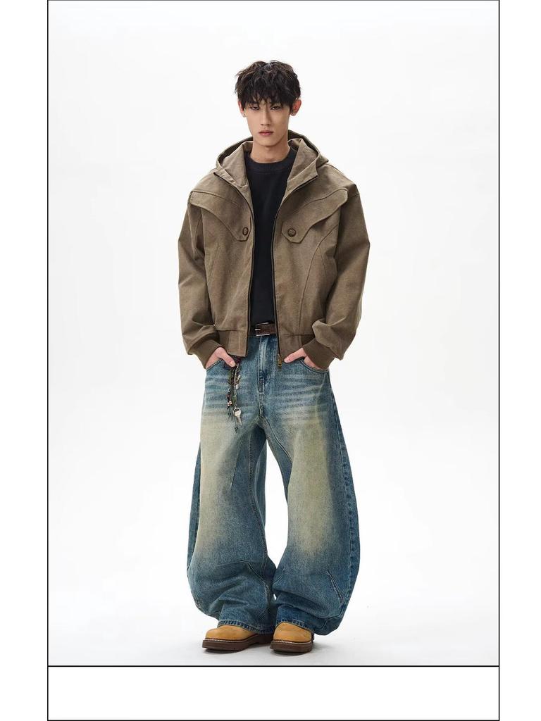 Herren Retro Nieten Harrington Jacke - Lässiger Lockere Passform für Frühling & Herbst