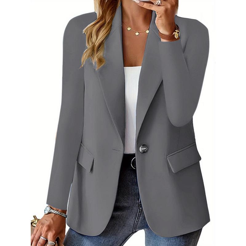 Autumn Long-sleeved Solid Color Cardigan Small Blazer Women's Fashion Versatile