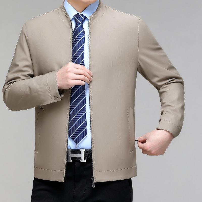 Frühlings- und Herbst-Dünne Herrenjacken für mittleres Alter Business Casual Papa Stehkragenjacken Beamte und Führungskader Oberteile
