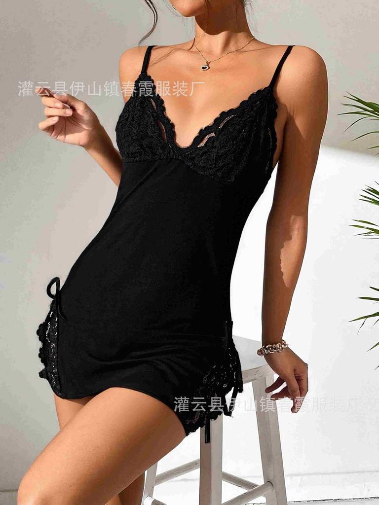 New Suspender Nightdress Women's Underwear Elegant Lace Edge, Wind Thin Nightdress