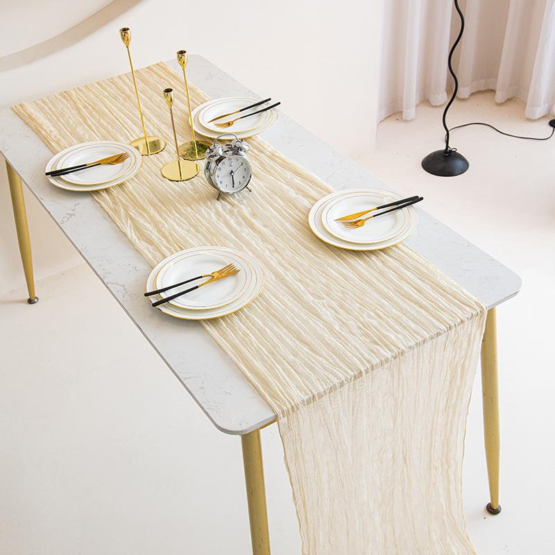 Halbtransparenter Gaze-Tischläufer Salbei Käsetuch Tischdeko Speisen Vintage Hochzeitsdekoration Bankette Bögen Retro Boho Dekor