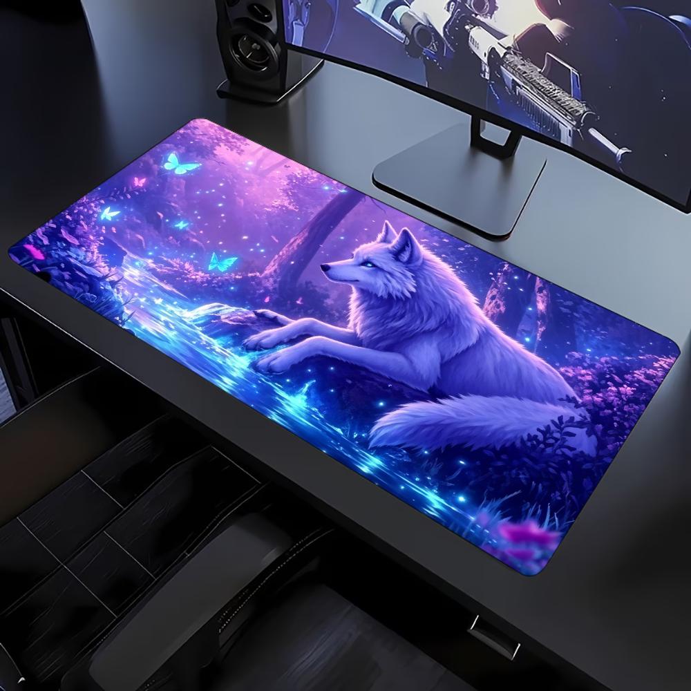 Mystical Galaxy Wolf Fantasy Art Non‑Slip Rubber Mouse Pad Smooth Desk Mat For Accurate Mouse Control Gaming Laptop Desktop Use