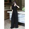 Women's Half Sleeve Loose Fit Blouse Top High Waist Wide Leg Pants 2-Piece Set