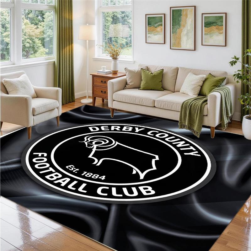 Derby County Design Crystal Velvet Rug Soft Decorative Mat for Bedroom Entrance