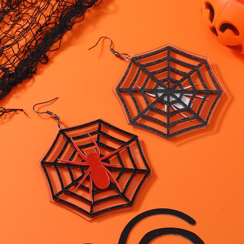 European & American Cute Halloween Ghost Spider Web Bat Acrylic Earrings