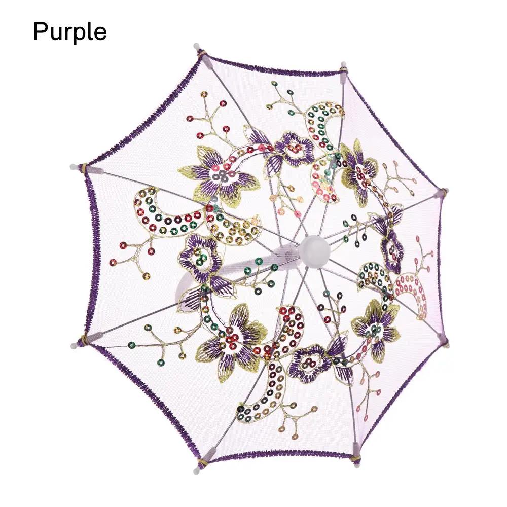 New Lace Embroidered Sunshade Umbrella Rain Gear For Handmade Doll Accessories Kids Birthday Gift