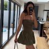 Summer Elegant Y2k Sexy Sleeveless One Peice Dress Women Casual Solid A-line Ruffle Slim Dresses Female Strapless Party Pleated Beach Lady Clothing