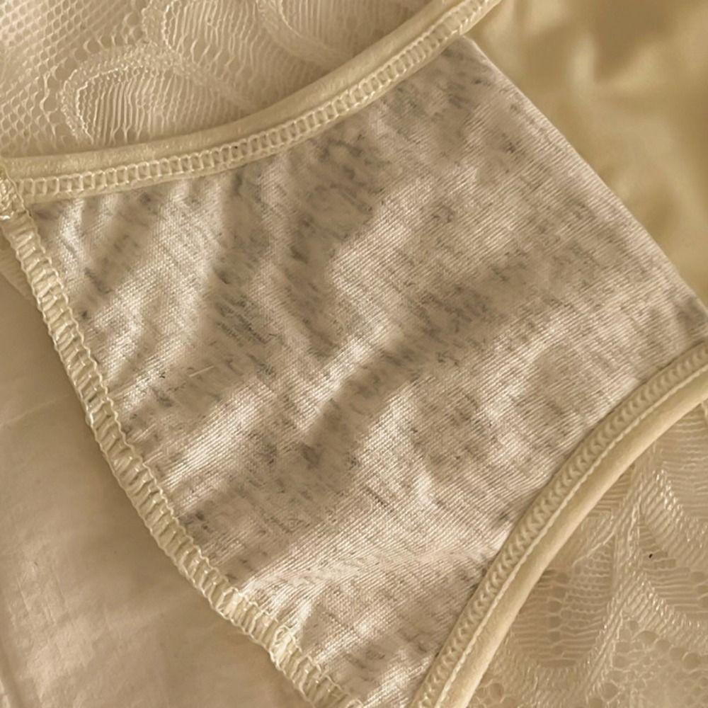 Bowknot Satin Panties Sweet Low Waist Underpants Soft Lace Mesh Briefs  Female