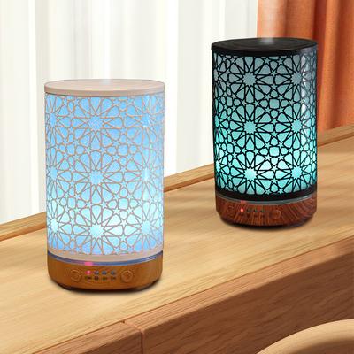 Diffuseur d'arômes 100ML Fonction Minuterie Étoile Creuse Humidificateur d'air Ultrasonique Chambre Diffuseur d'huiles Essentielles avec Veilleuses LED