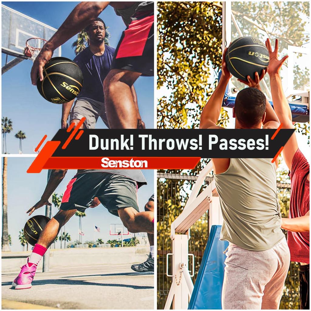 Senston Basketball Size Basketball for Adults and with Pump 7, Indoor/Outdoor Youth,