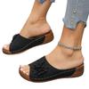 Women's Floral Design Exposed Toe Slippers with Slope Heel for Spring and Summer