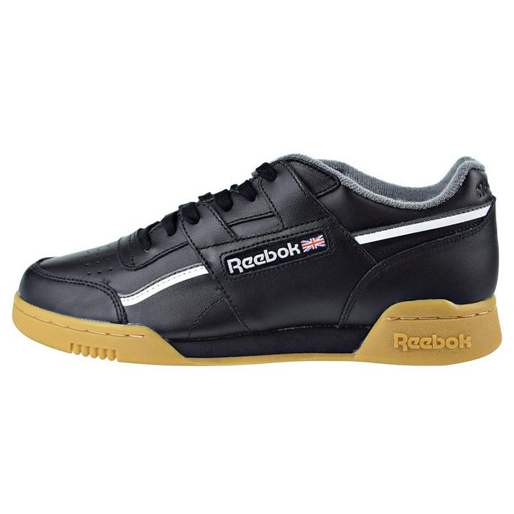 Reebok Workout Leather Round Toe Low Top Lifestyle Sneakers Men Sneakers Black Brown DV4300