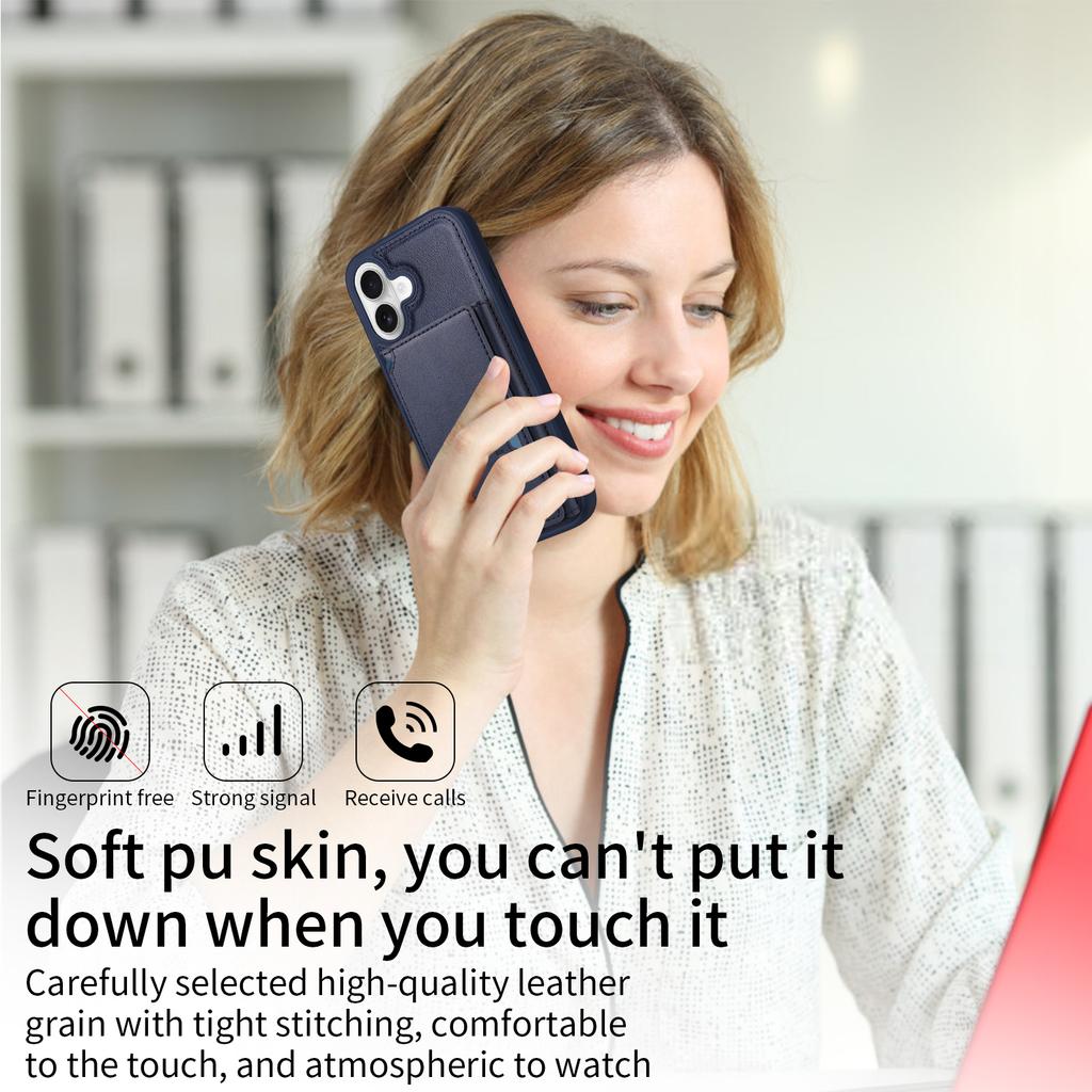 For iPhone 16 Magnetic Case BETOPNICE Leather Phone Cover Kickstand with Detachable Card Bag