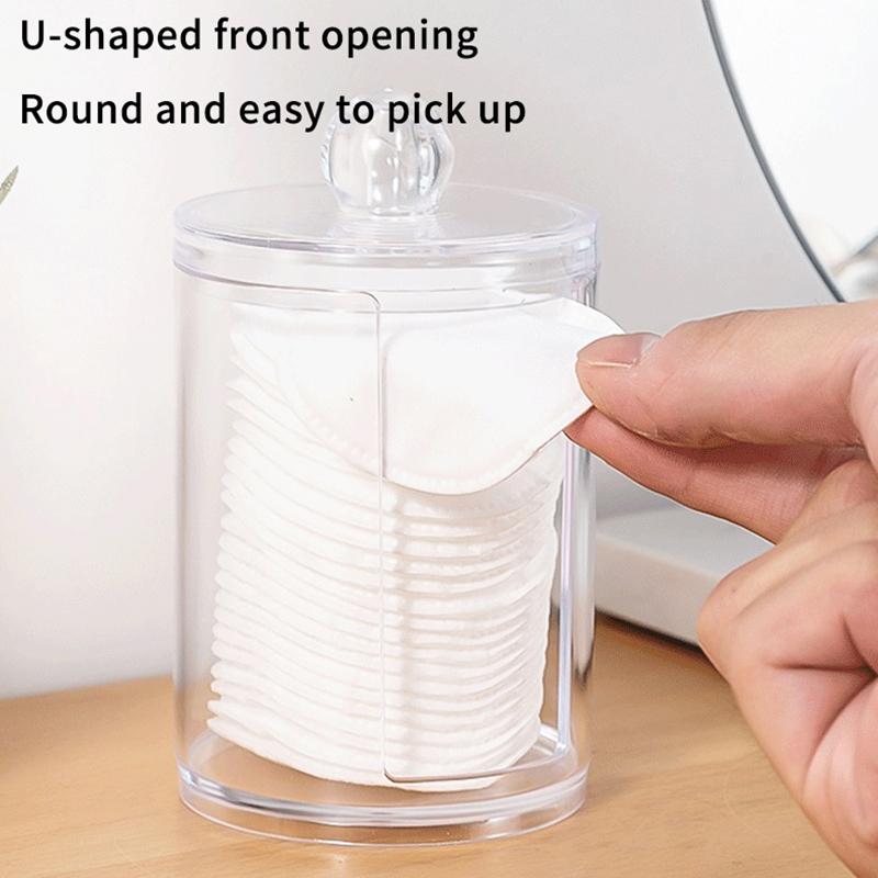 Round Acrylic Cotton Swab Box With Lid Dustproof Makeup Cotton Storage Toothpick Organizer Box