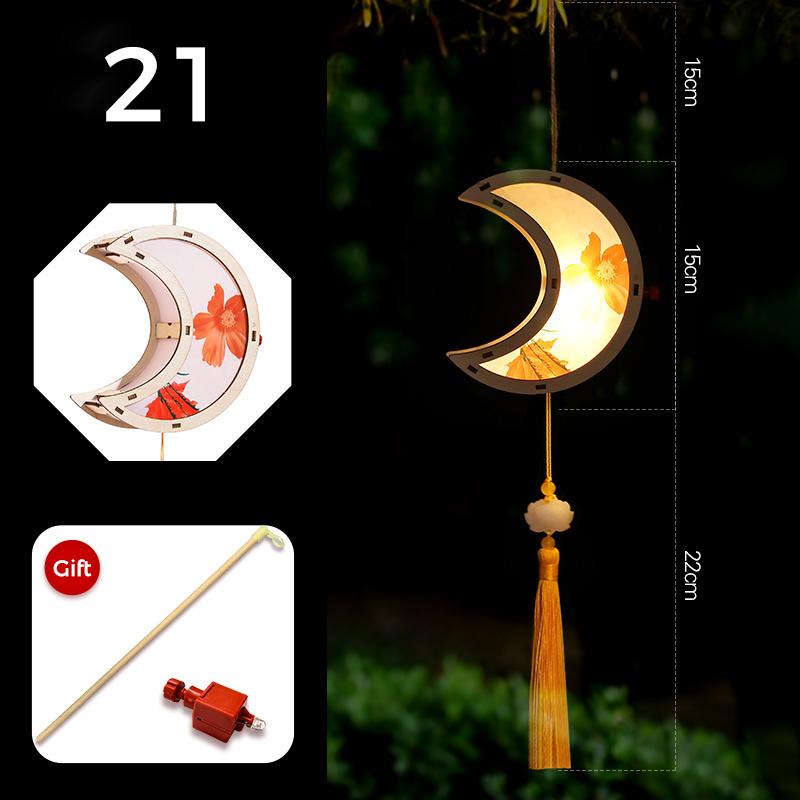 Mid-autumn Portable Lantern With Tassel Waterproof Chinese Antique Wood Carving Palace Light Lamp New Year Spring Festival Decor