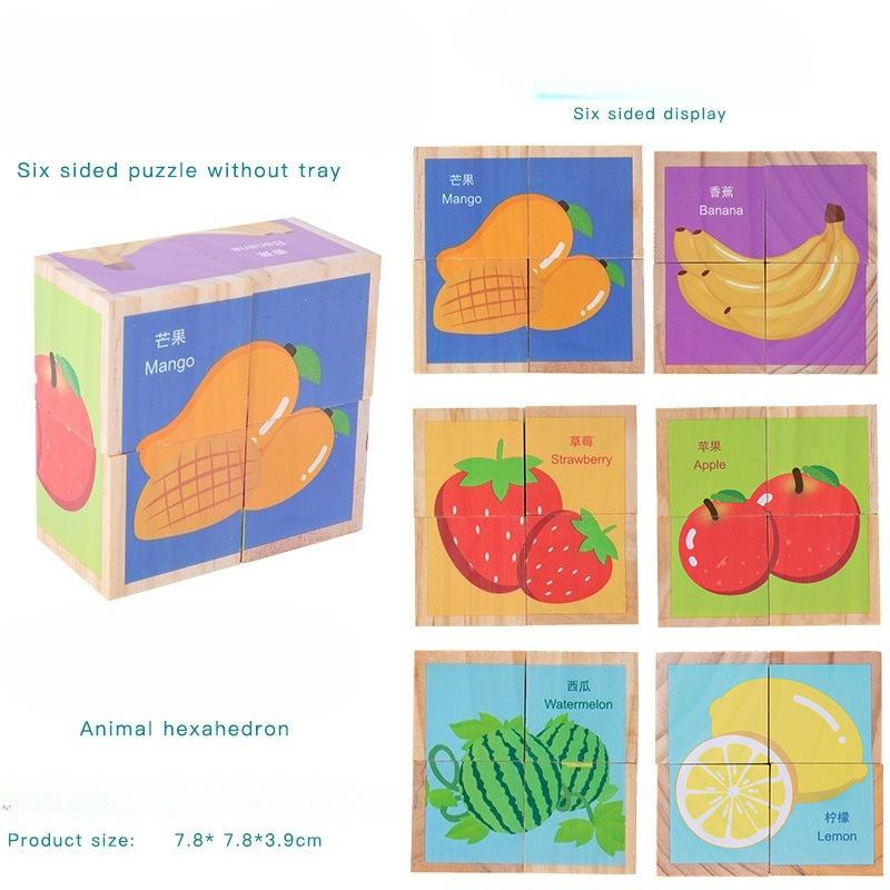 3D Wooden Puzzle – Educational Flip & Build Blocks for Kindergarten Kids