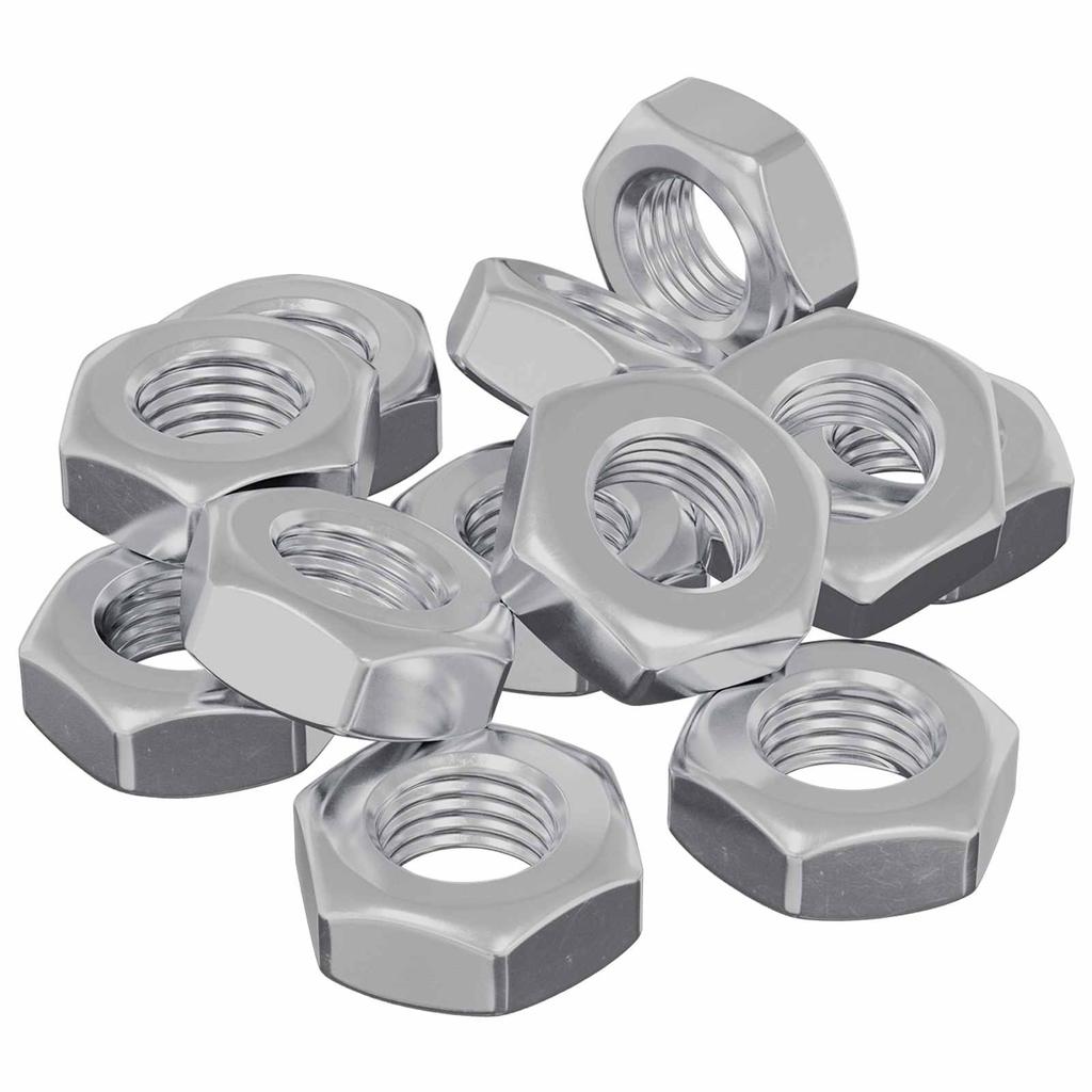 Hex Nut 12 Pcs Silver M8 Metal