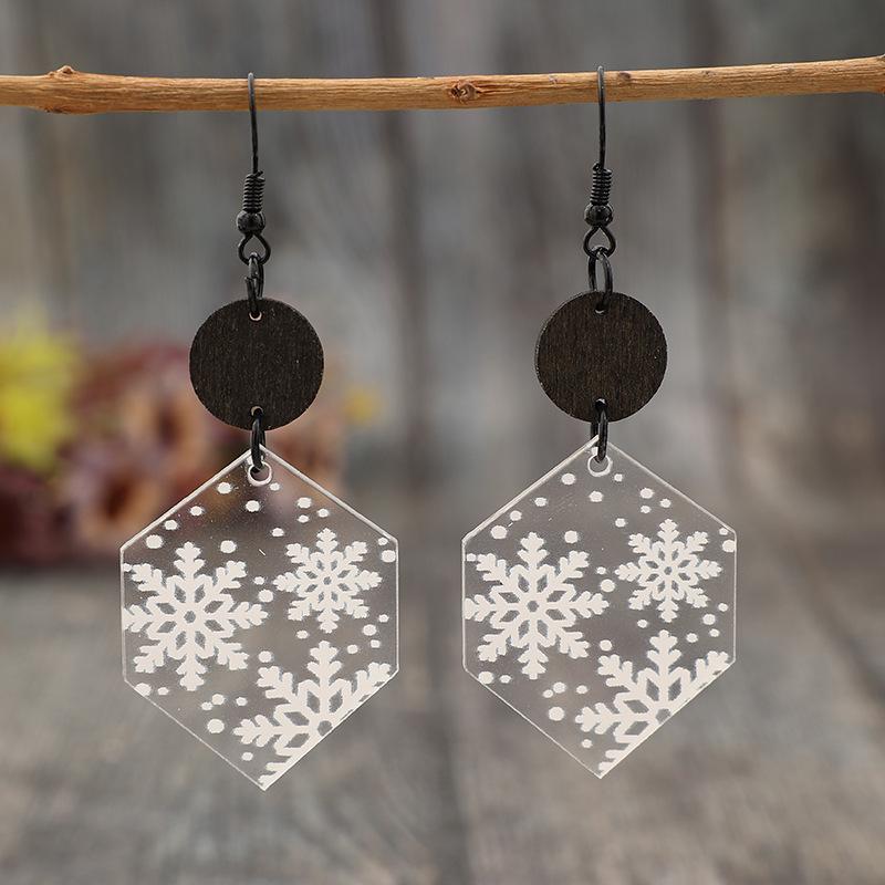 Geometric Snowflake Acrylic Christmas Earrings