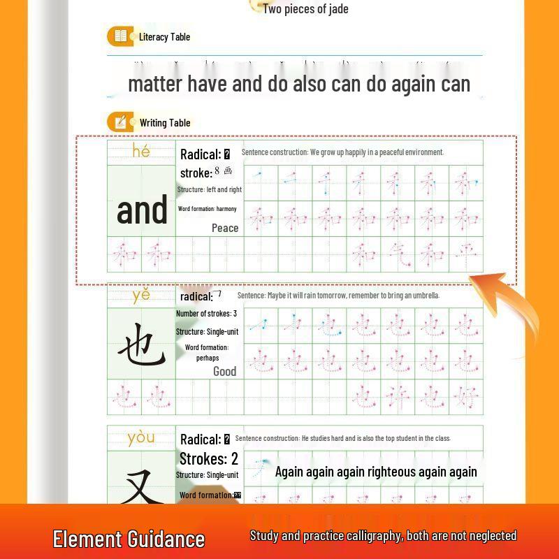Primary School Grades 1-2 Writing Practice Book: Stroke Order, Word & Sentence Construction