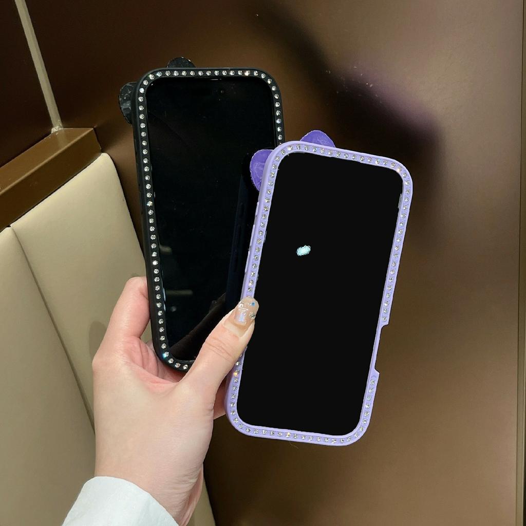 For iPhone 16 Case Star Epoxy Design TPU+PC Phone Cover with Rhinestones/Bow Tie Decor