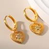 Brass 18k Gold Plated Matte Three Dimensional Heart Earrings Minimalist Style Hoop Earrings For Women