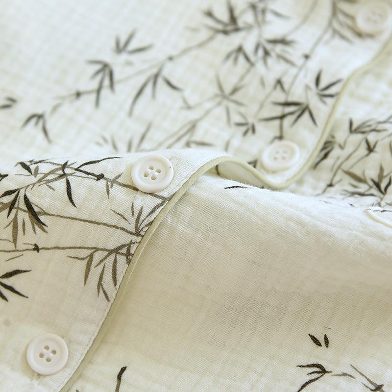 Couple's Pure Cotton Pajamas Set: Men's Long Sleeve & Pants, Women's Lapel Home Wear (Spring/Summer).