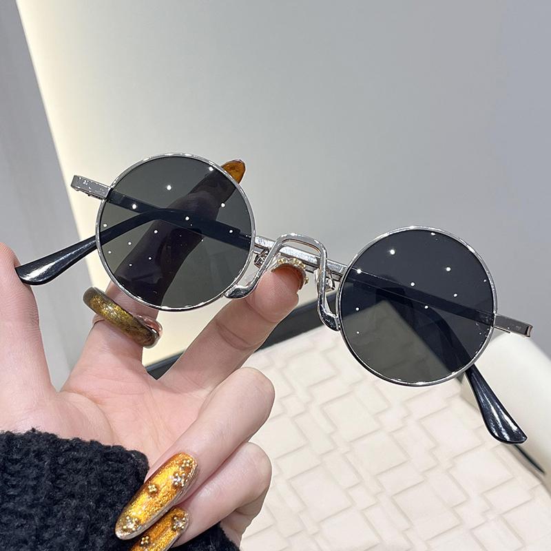 Occhiali da sole rotondi piccoli per donna e uomo, montatura in metallo ultra mini, antiriflesso, hip hop punk, occhiali da sole da uomo, occhiali da sole alla moda