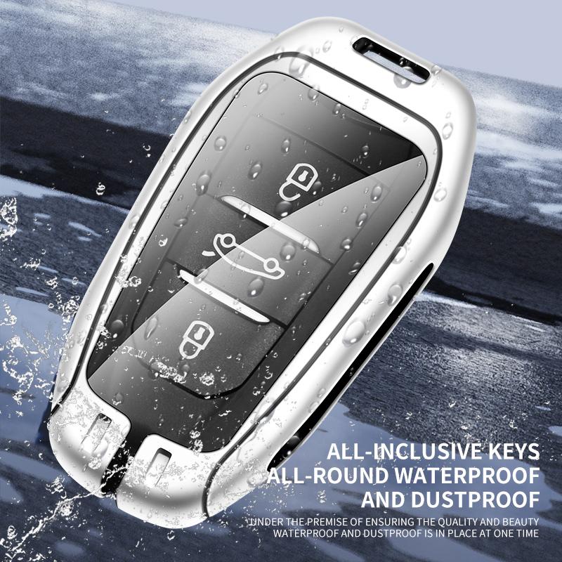 Interior Mouldings Zine Alloy Leather Car Key Case Shell Cover For Peugeot 308 408 508 2008 3008 4008 5008 Citroen C4L C6 C3-XR