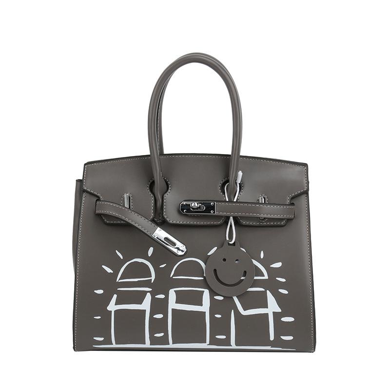 New High-end Contrasting Smiley Face Platinum Bag Portable Shoulder Oblique Span Women's Bag