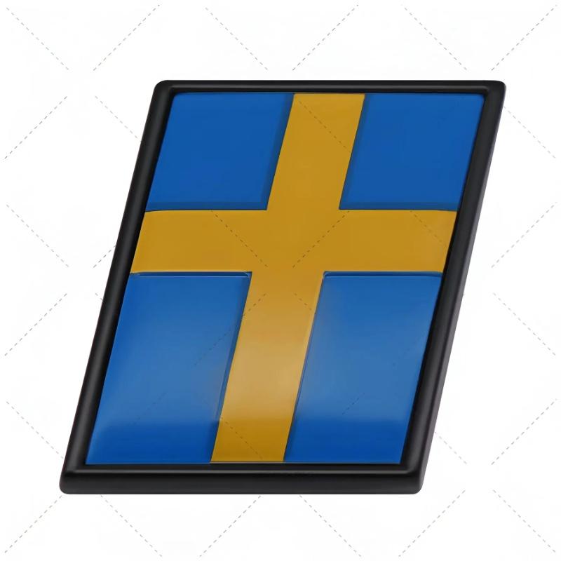 AALK1 3D Metal Chrome R-Type AWD Badge Swedish Flag Moose Emblem Sticker for Volvo V40 XC60 XC90 C30 V60 - Auto Trunk/Fender Exterior